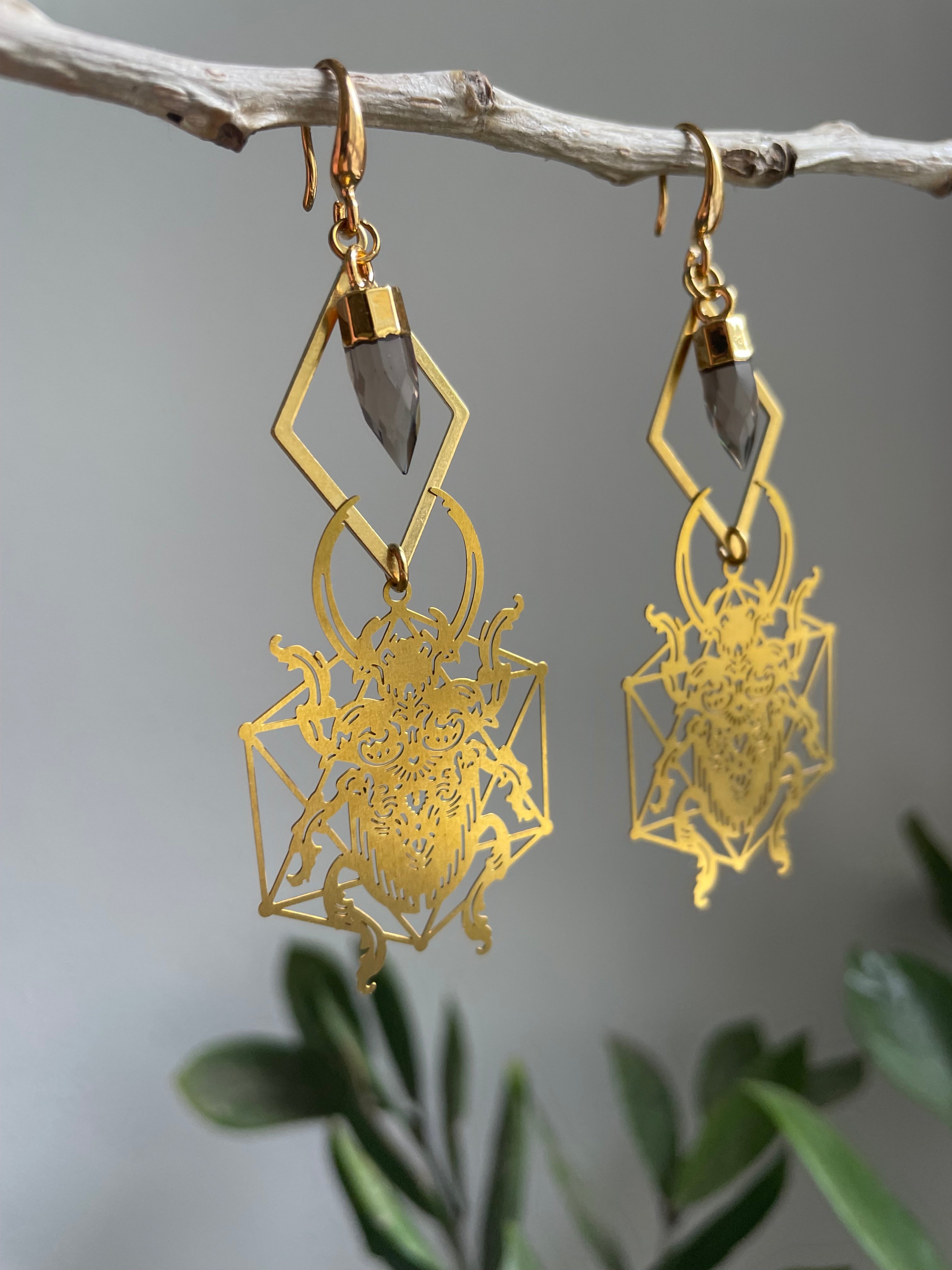 Golden Scarab ~ Smokey Quartz